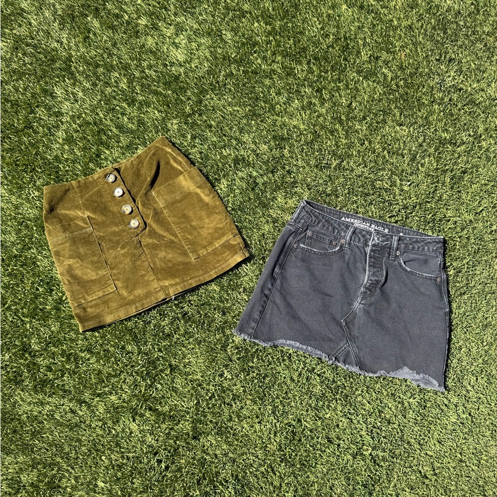 BDG Olive and American Eagle Black Mini Skirt Bundle